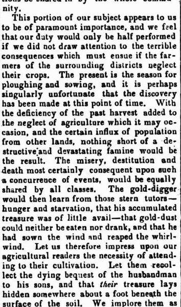 THE DISCOVERY AND ITS CONSEQUENCES - Bathurst Free Press Article 1851 - GOLD