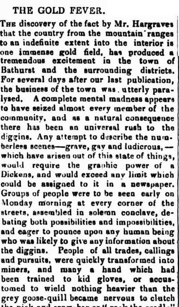 The Gold Fever - Bathurst Free Press May 17 1851