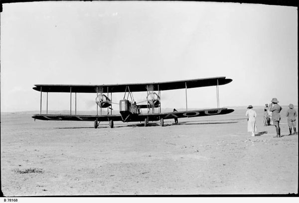 Vickers Vimy and crew departing Bandar Abbas – https://www.catalog.slsa.sa.gov.au:443/record=b3235270~S1   The Vickers Vimy and crew about to take-off from Bandar Abbas, Iran on 24 November 1919. One of ten photographs of the 1919 England-Australia Air Race taken by George Alexander MunGavin, the British Consul at Bandar Abbas, on the southern coast of Iran on the, Persian Gulf, and in charge of the Indo-European Telegraph Department's telegraph station there.