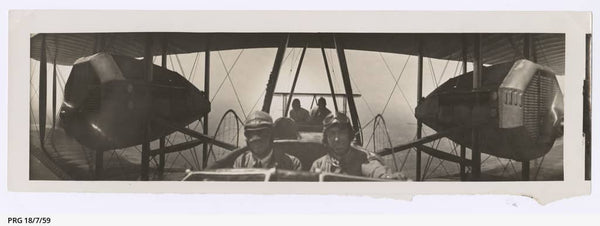 Vickers Vimy crew flying into Sydney - PRG-18-7-59 -  https://www.catalog.slsa.sa.gov.au:443/record=b3197928~S1  Vickers Vimy and crew, Ross Smith, Keith Smith, James Bennett, and Walter Shiers, flying into Sydney 14/2/1920