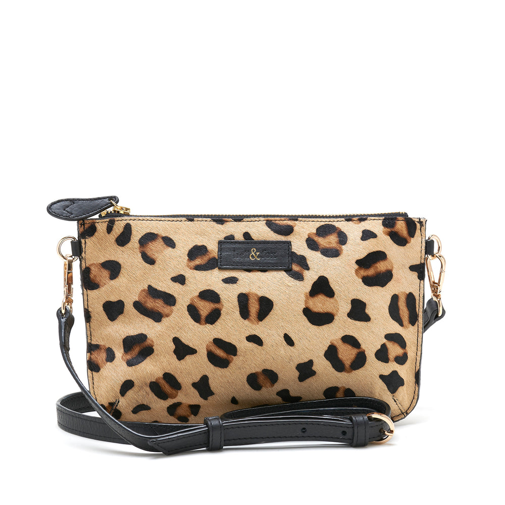 IZZY Cross Body Bag / Clutch - Light Leopard Mix