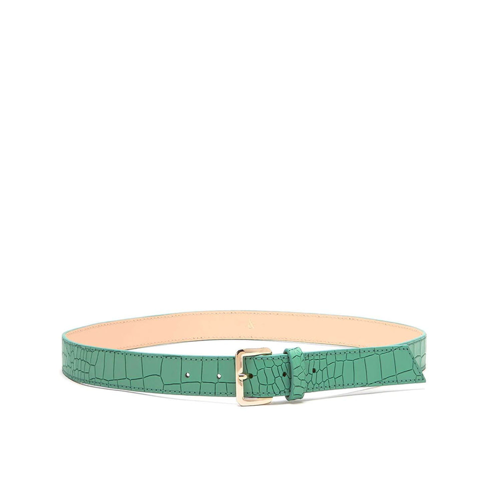 Mint Crocodile Belt (Gold/Black)