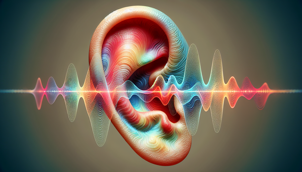 Illustration of a human ear with sound waves entering
