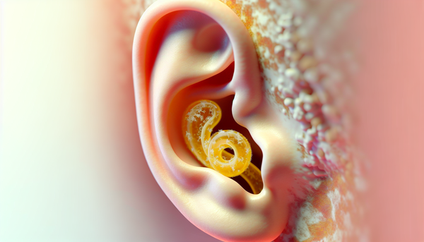 Illustration of ear with earwax buildup