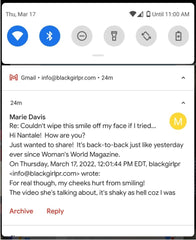 message from Marie Davis after Woman's World feature
