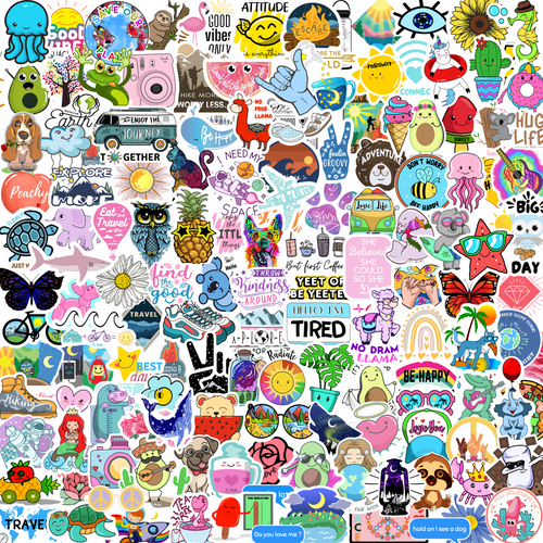  100 VSCO Stickers, Aesthetic Stickers, Cute Stickers, Laptop  Stickers, Vinyl stickers, Stickers for Water Bottles, Waterproof stickers,  stickers for kids teens, Christmas teen girl gifts sticker packs : Toys &  Games