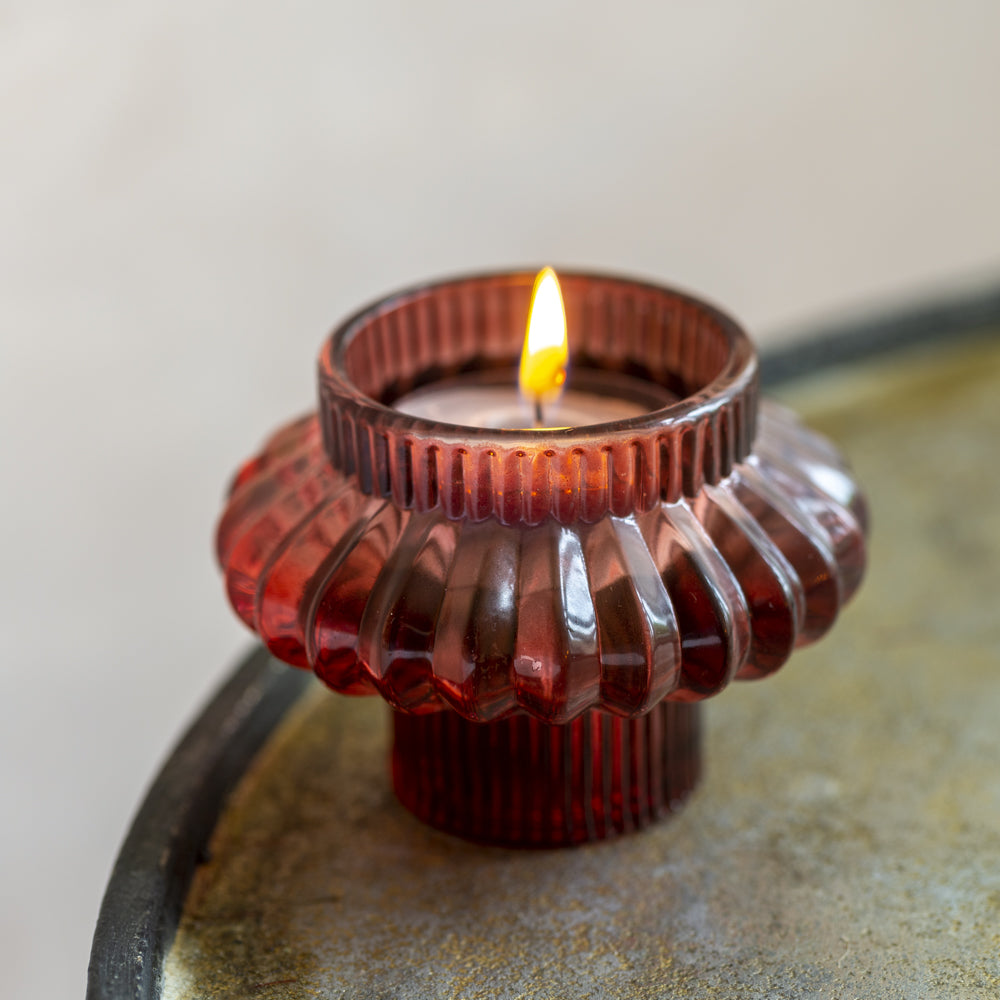 Ceramic Candle Holder Duo - Green Bohème
