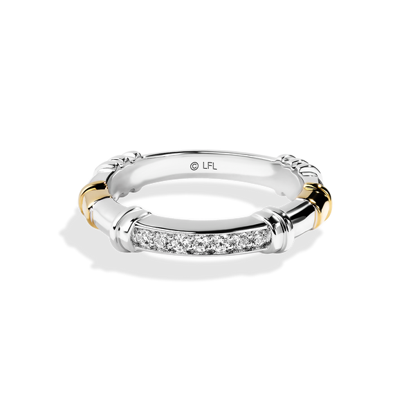 A JEDI™ MARK WEDDING BAND 1/6 CT.TW. Diamond, 14K White and Yellow Gold