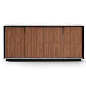 1.8m Wooden Buffet Unit - Walnut Doors and Matte Black Frame