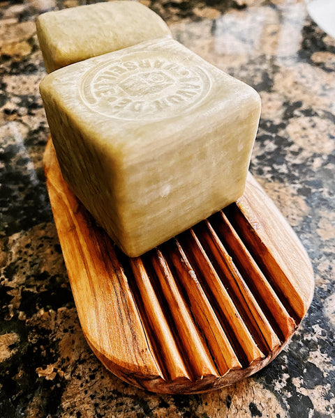 Pure French Marseille Soap Cube and Square Soap Dish