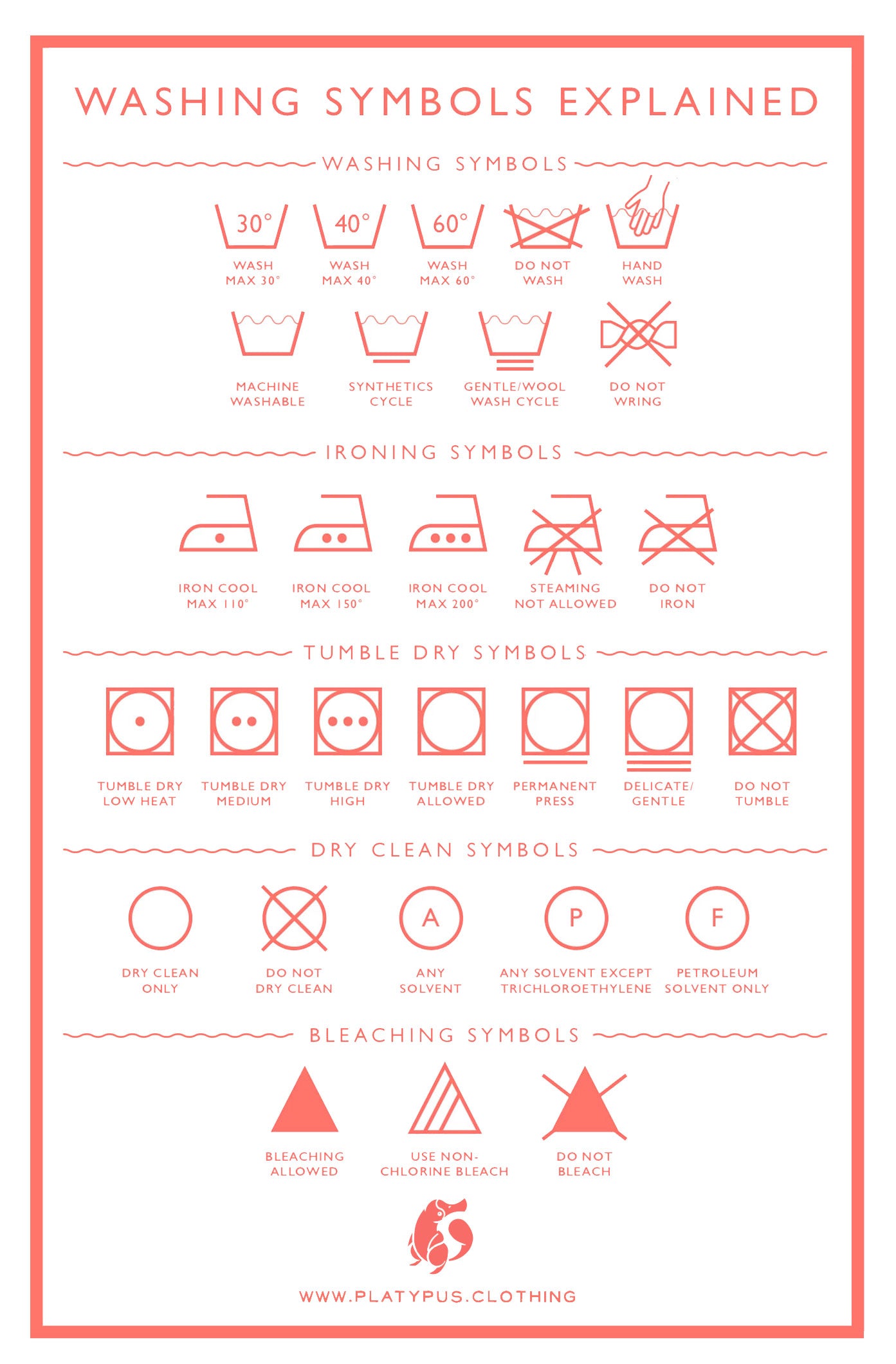 Washing Symbols Guide – Platypus