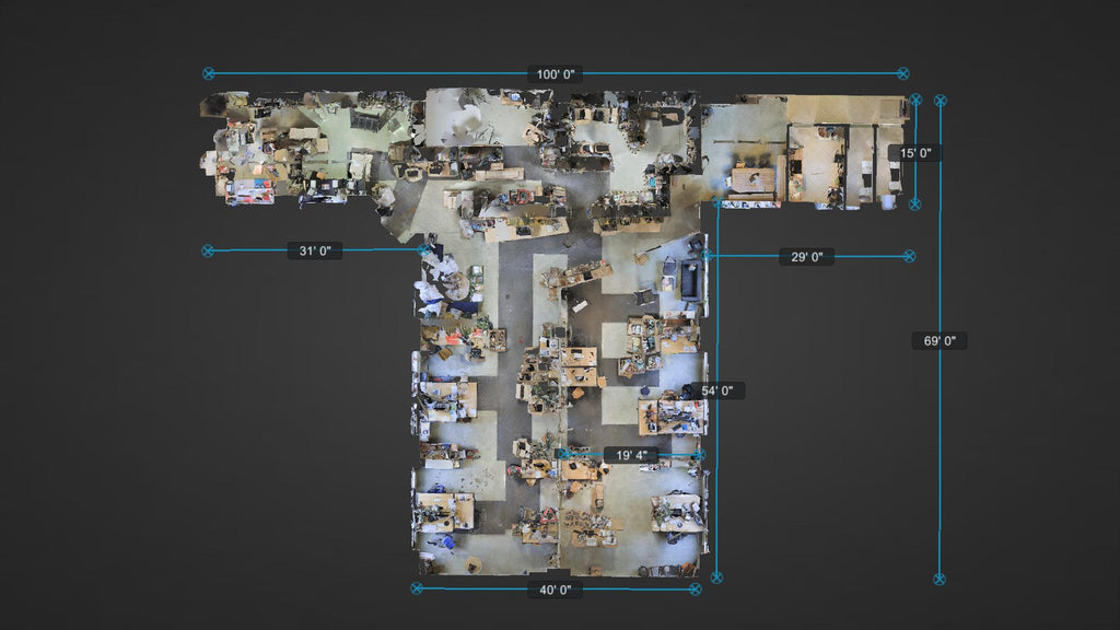 Matterport Snapshot vom 20.11.2015 mit Abmessungen in Inches