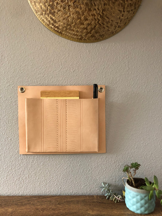 Leather Wall Pocket, Phone Storage Pocket