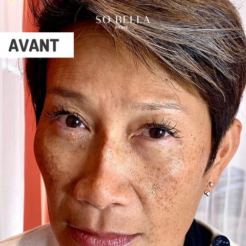 photos d'une cliente possédant des sourcils avec des imperfections