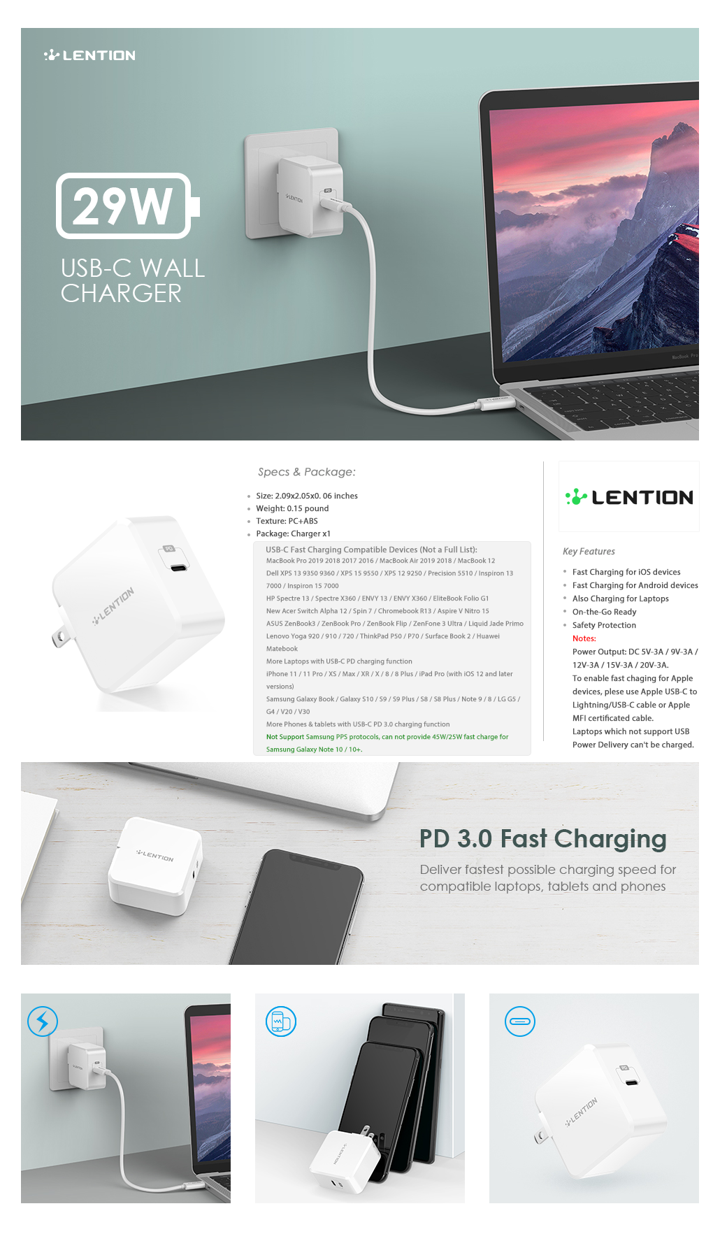 Lention 29w Usb C Wall Charger Lention