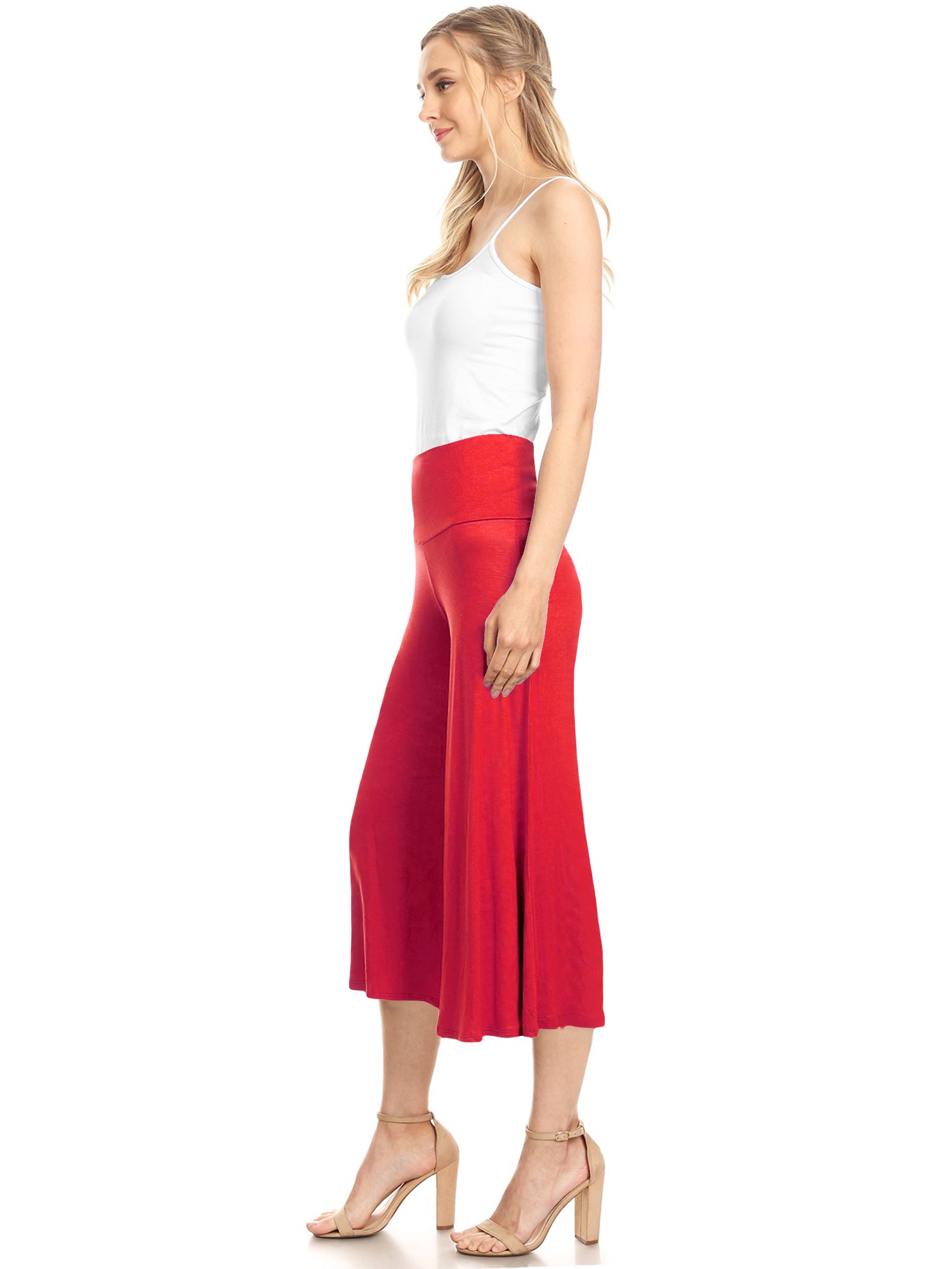 WB876 Women's High Elastic Waistband Wide Leg Palazzo Culotte Gaucho C –  Made By Johnny