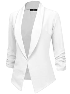 WSK2324 Women 3/4 Sleeve Blazer Open Front Cardigan Jacket Work Office –  Made By Johnny