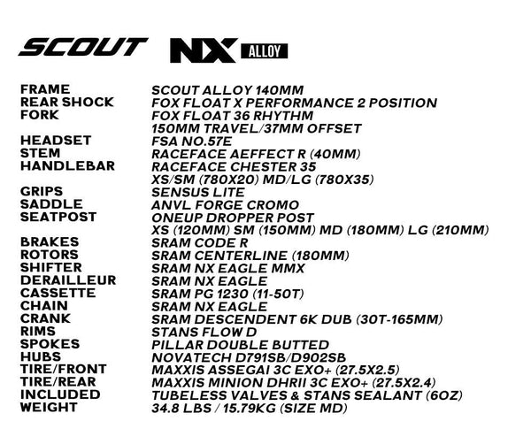 Specifications Scout Alloy NX New Zealand