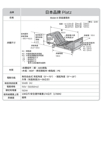 Miolet iii_產品規格