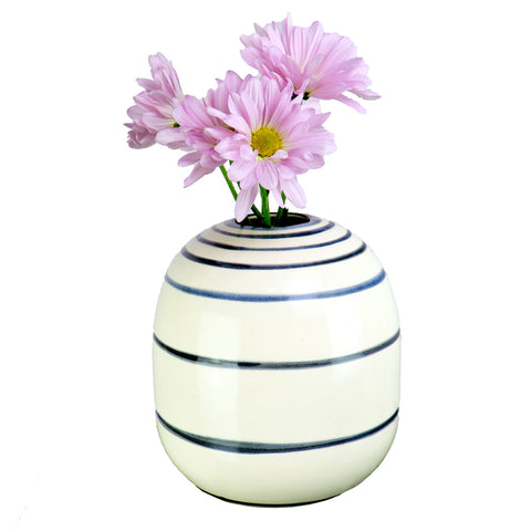 black and white striped flower vase