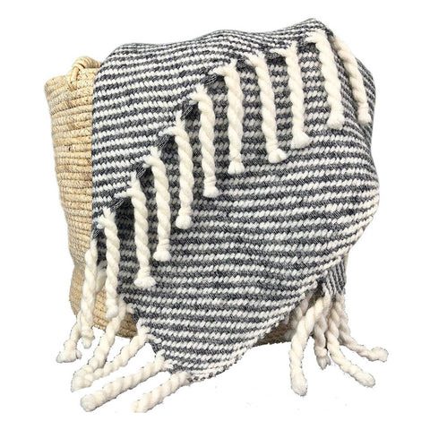 grey stripe alpaca throw blanket