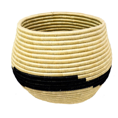 natural black stripe basket planter