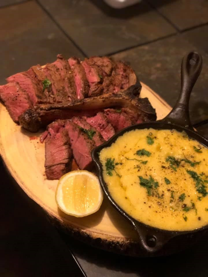 Smoked T-Bone with Jalapeño Cheese Grits Recipe