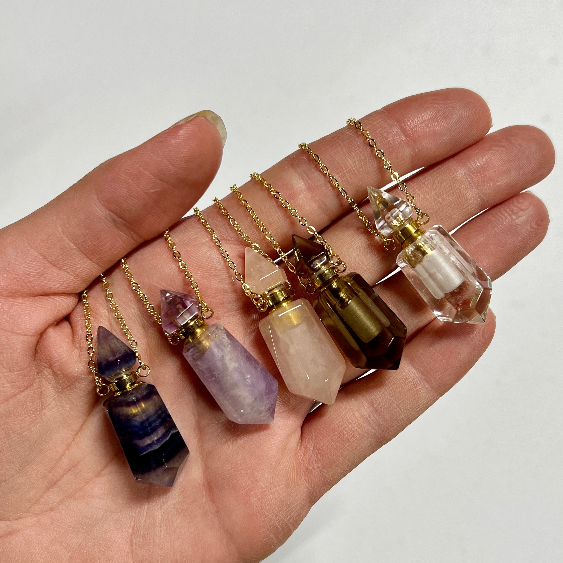 Image of Crystal Vial Necklace (Holds Your Own Essential Oil & Ash)