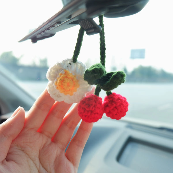 Cute Gardenia Flower Orange Car Accessories Mirror Hanging Charm