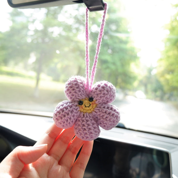Crochet Car Mirror Accessory- Smiley Sunflower – GFSISARTY