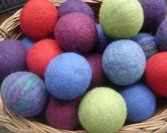 multi coloured felted dryer balls