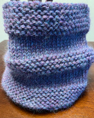 lavender coloured knitted scarf