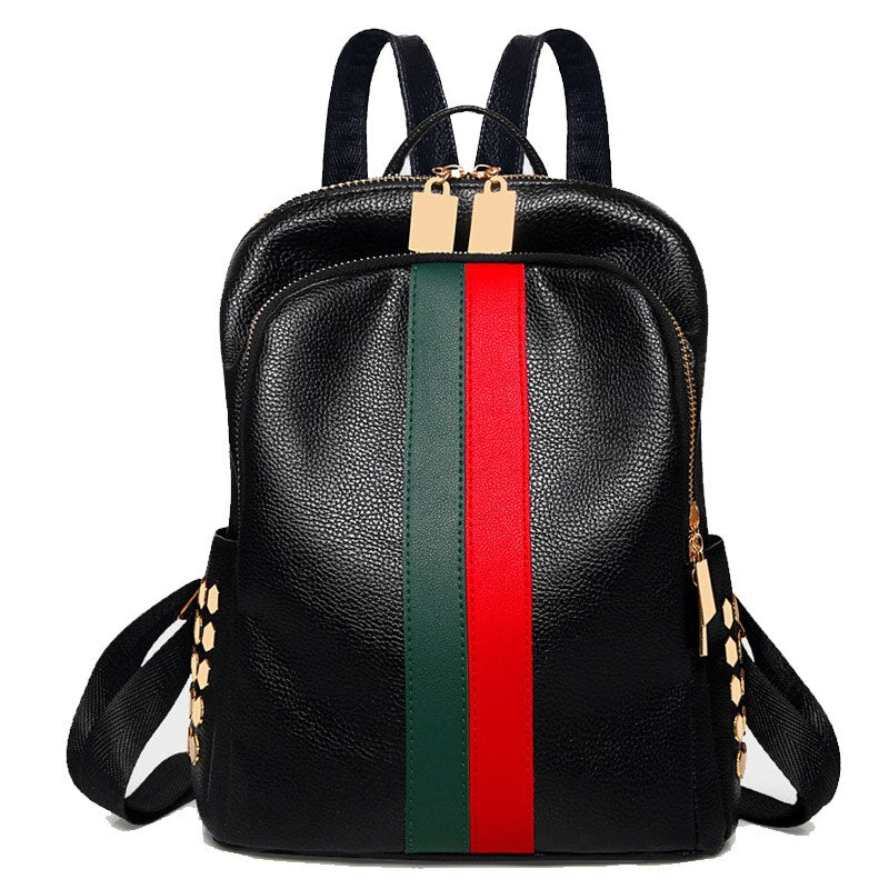 Women's Striped Eco-Leather Backpack | eBay