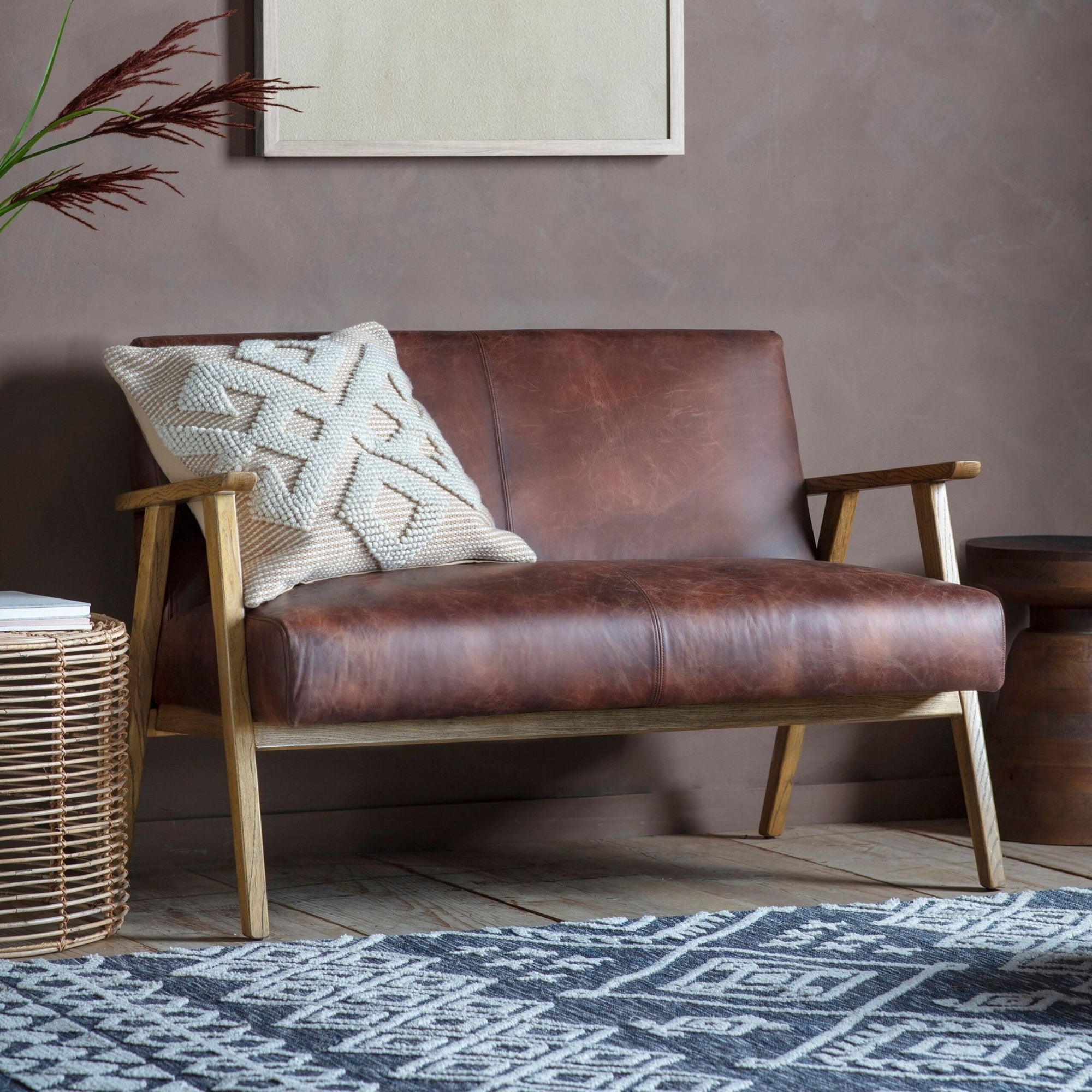 Beckett 2 Seater Sofa Vintage Brown Leather - Opulent Interior
