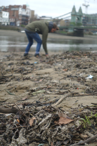 wet wipes along the Thames