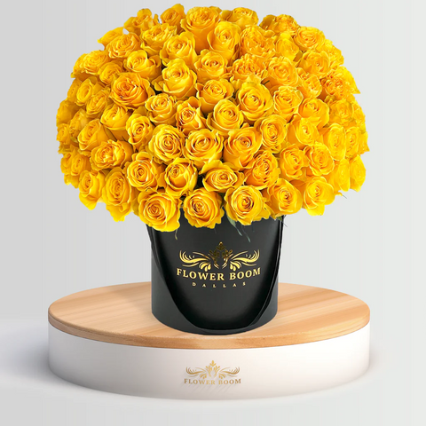 yellow roses in a box