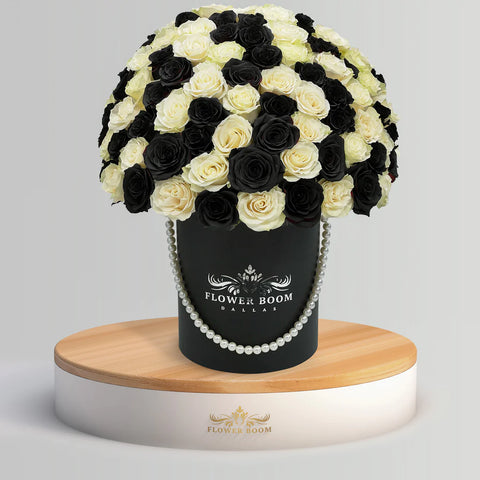 black and white rose box