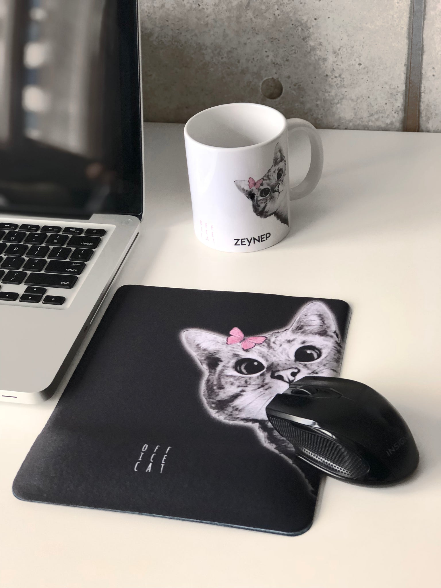 Meraklı Kedi Bilek Destekli Mousepad Siyah officekup