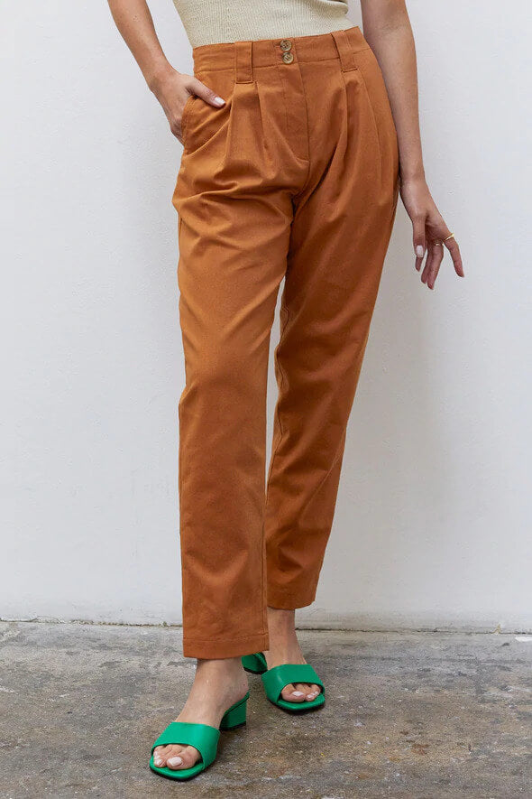 clay colored trousers