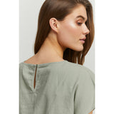 BYoung Linen Mix T-Shirt in Sage