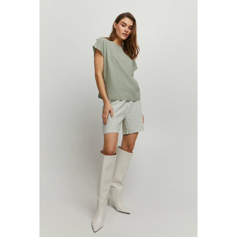 BYoung Linen Mix T-Shirt in Sage