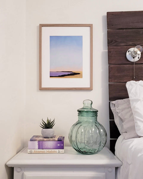 Peaceful art print by bed