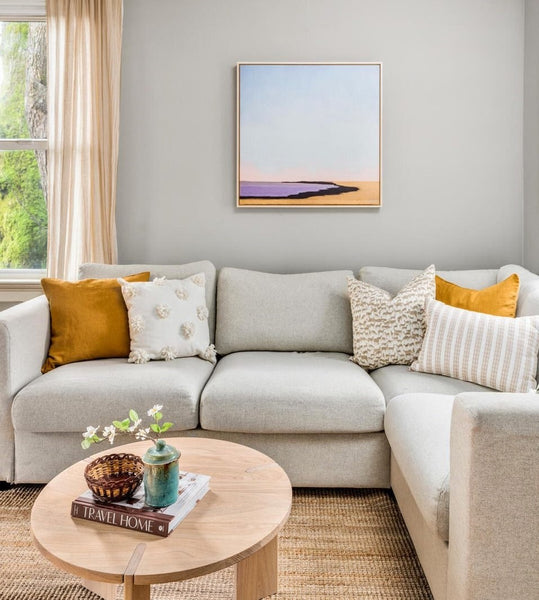 peaceful landscape painting over couch