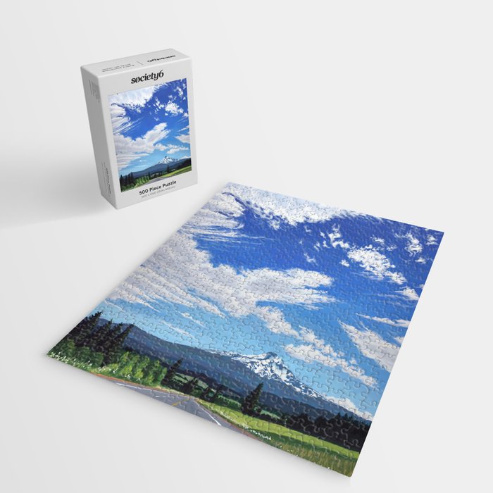 Puzzle with art of mountain and clouds