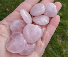 Load image into Gallery viewer, Small Carved Rose Quartz Crystal Hearts - 30mm
