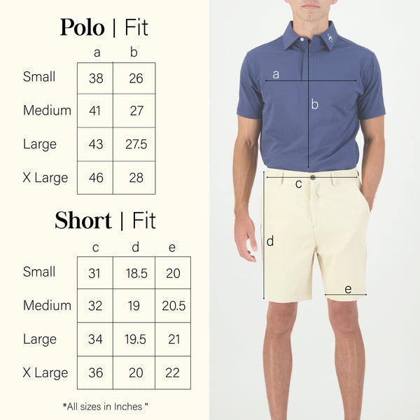 oak and green golf polo and golfing short size guide