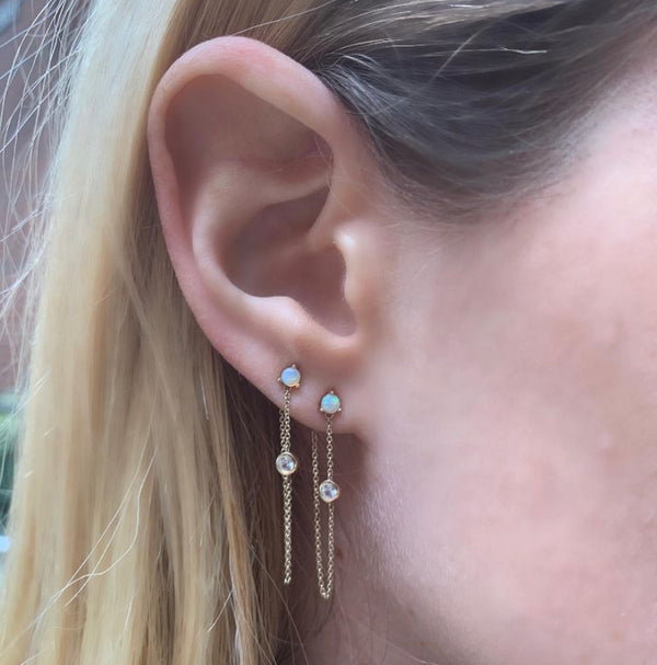 Emerald Front/Back Curb Chain Earrings