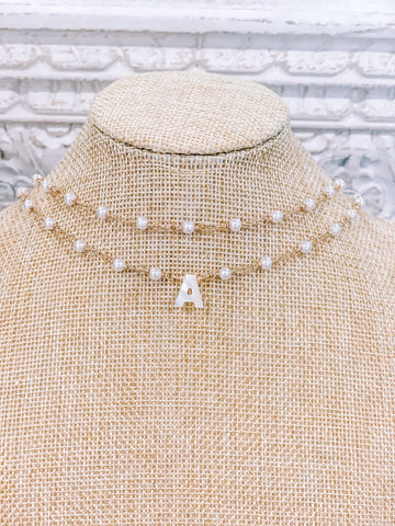 classic pearl necklace with initial