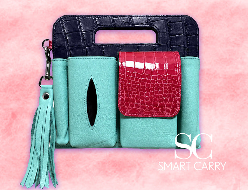 South Beach Snakeskin & Calfskin Leather Mini Purse Organizer