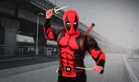 Enfants Garçons Deadpool Super-héros Déguisement Fête Cosplay Costume  Combinaison + Épées